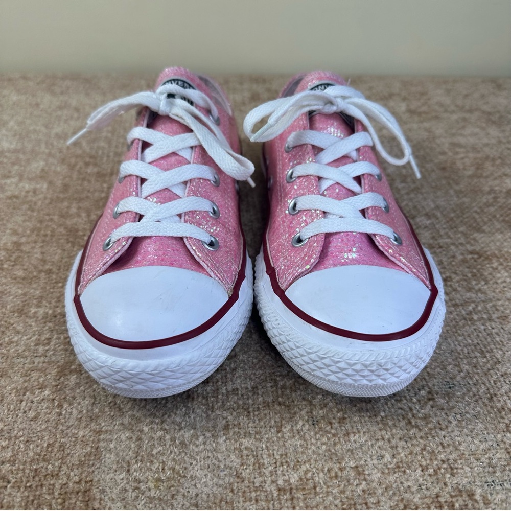 Converse Chuck Taylor All Star Pink Glitter Sneakers Girls Junior 2 - Picture 2 of 13